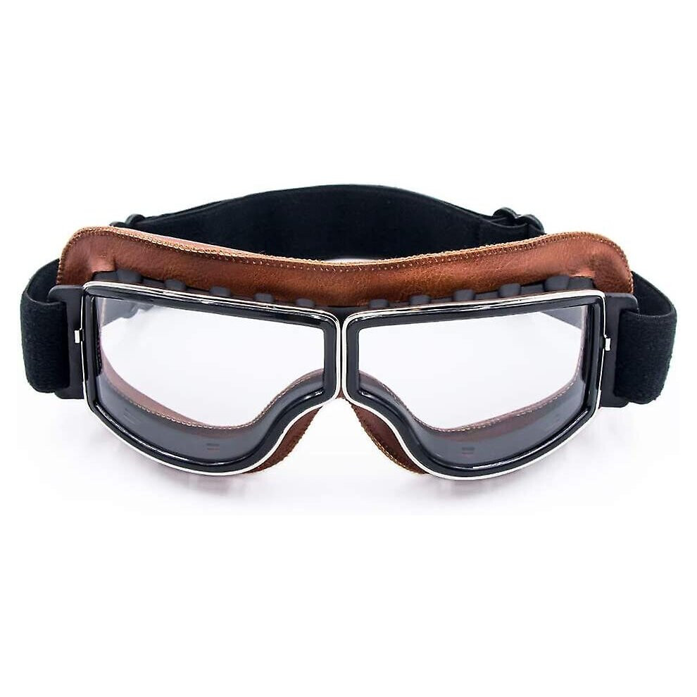Motorcycle Goggles Vintage Pilot Leather Riding Glasses Scooter Atv Off-Road Anti-Scratch Dust Proof Eyewear 9468842276167