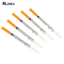 10pcs 1ml Disposable Plastic Sterile Insulin Syringe Orange Cap Plastic Liquid Dispenser