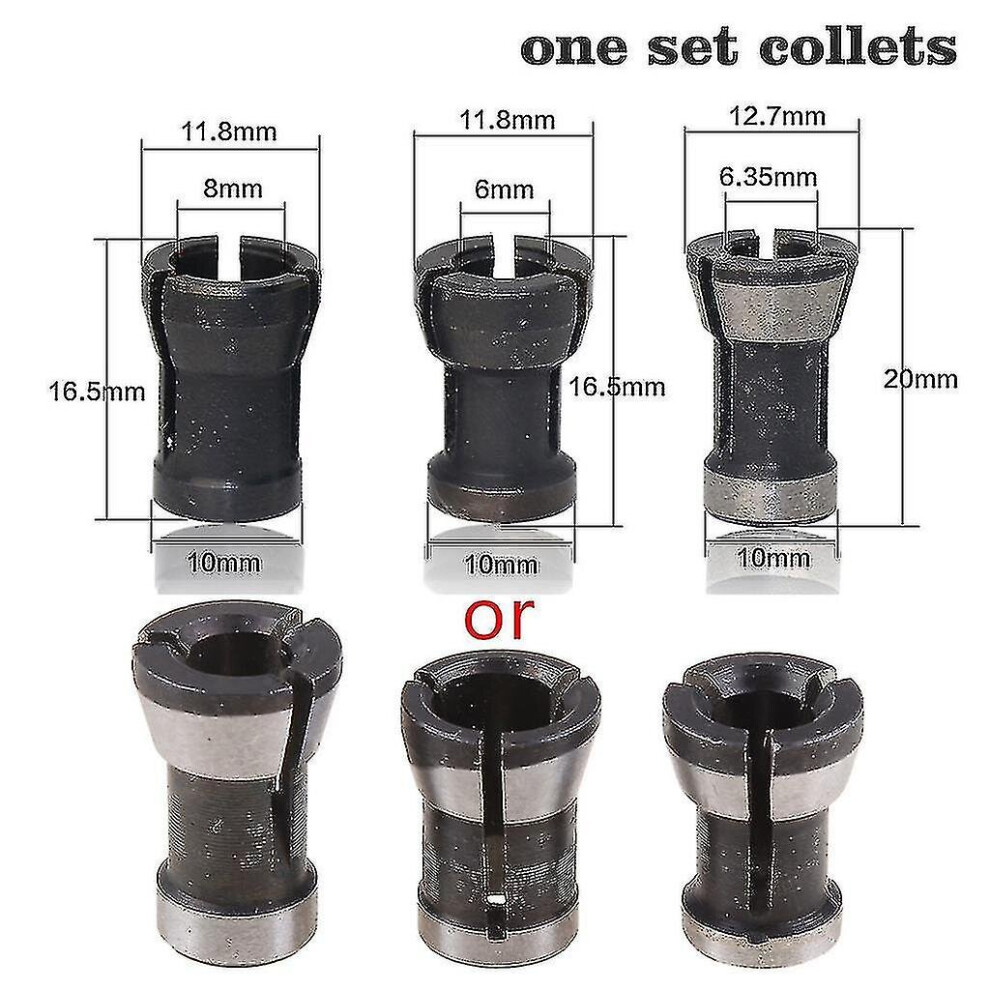 3pcs/set 6mm 6.35mm 8mm Woodworking Router Bit Engraving Machine Wood Milling Cutter Chuck