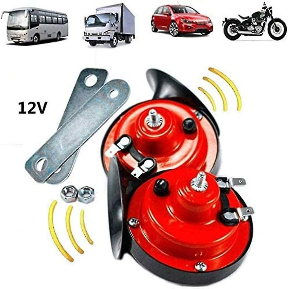 300db Train Horn For Trucks,loud Air Horn Electric Snail Double Horn, 12v Waterproof Car Horn Kit Double Horns Raging Sound For Trucks, Cars, Motorcyc