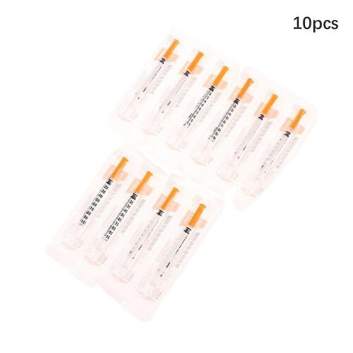 10pcs 1ml Disposable Plastic Sterile Insulin Syringe Orange Cap Plastic Liquid Dispenser 1