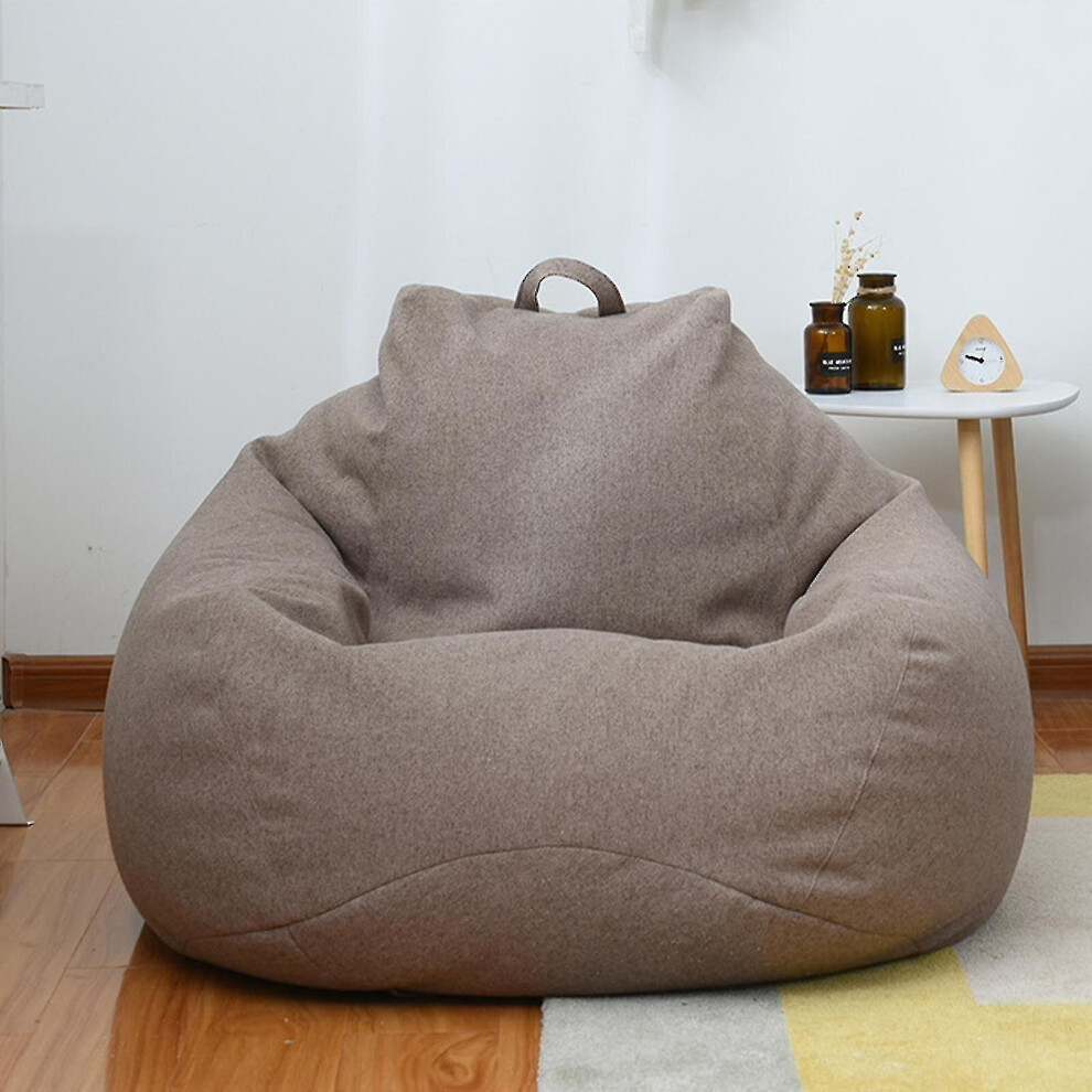 (Brown, 100 * 120cm) Brand New Extra Large Bean Bag Chairs Couch Sofa Cover Indoor Lazy Lounger For Adults Kids Hotsale High Quality