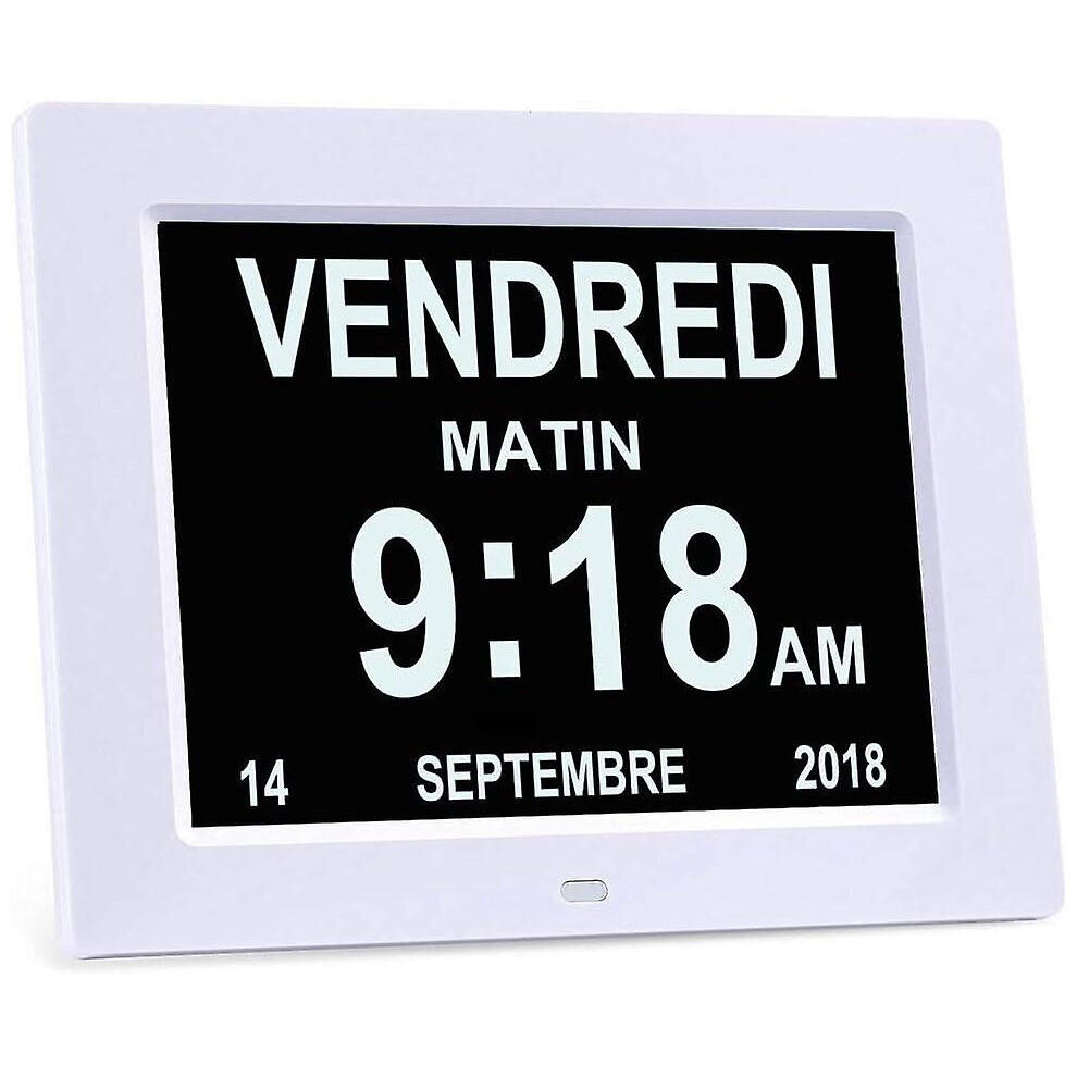 8" LCD Digital Calendar Clock with Date, Calendar Clock with Date, Day and Time