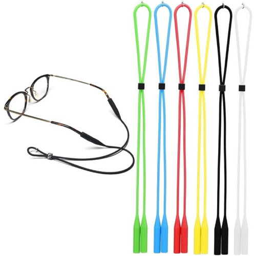 6 Pieces Eyeglasses Straps, Adjustable Silicone Eyewear Retainer, Spectacles Head Band Strap Holder 1