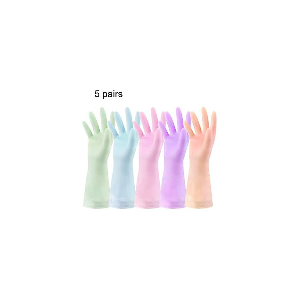 Set of 5 Pairs - Waterproof Kitchen Cleaning Rubber Gloves for Dish Washing Laundry Household Bowl Clothes Veg Window Pond car line Cleaning Gloves-image-OPC-PCH2SZY-NEW