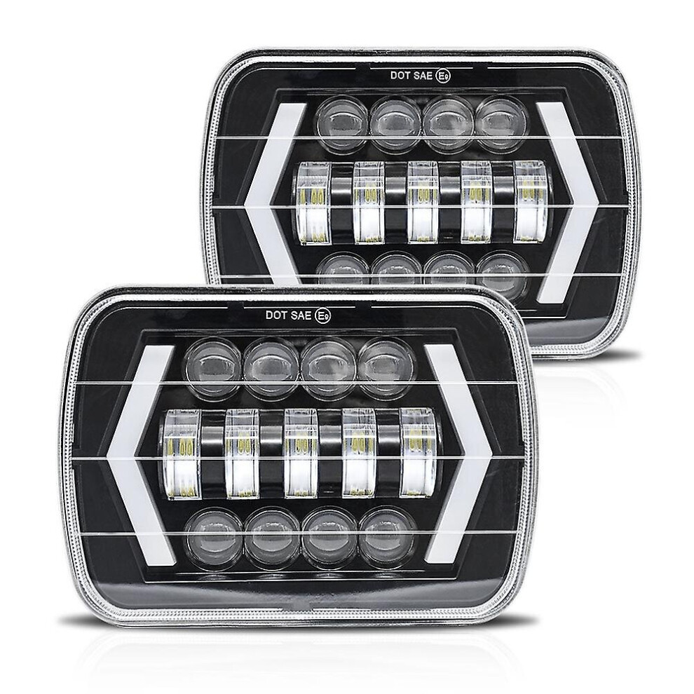 5x7 Led Headlights, 100w 7x6 Led Headlight With Drl High Low Beam Rectangular For Wrangler Xj H6054