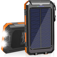 Solar Charger 20000mah Solar Power Bank Waterproof Portable Charger With Dual 5v Usb Port/led