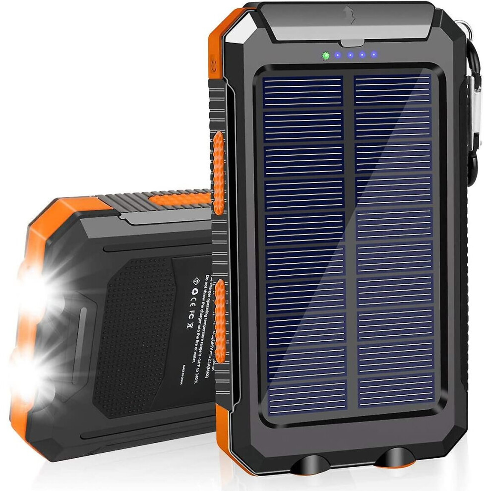 Solar Charger 20000mah Solar Power Bank Waterproof Portable Charger With Dual 5v Usb Port/led