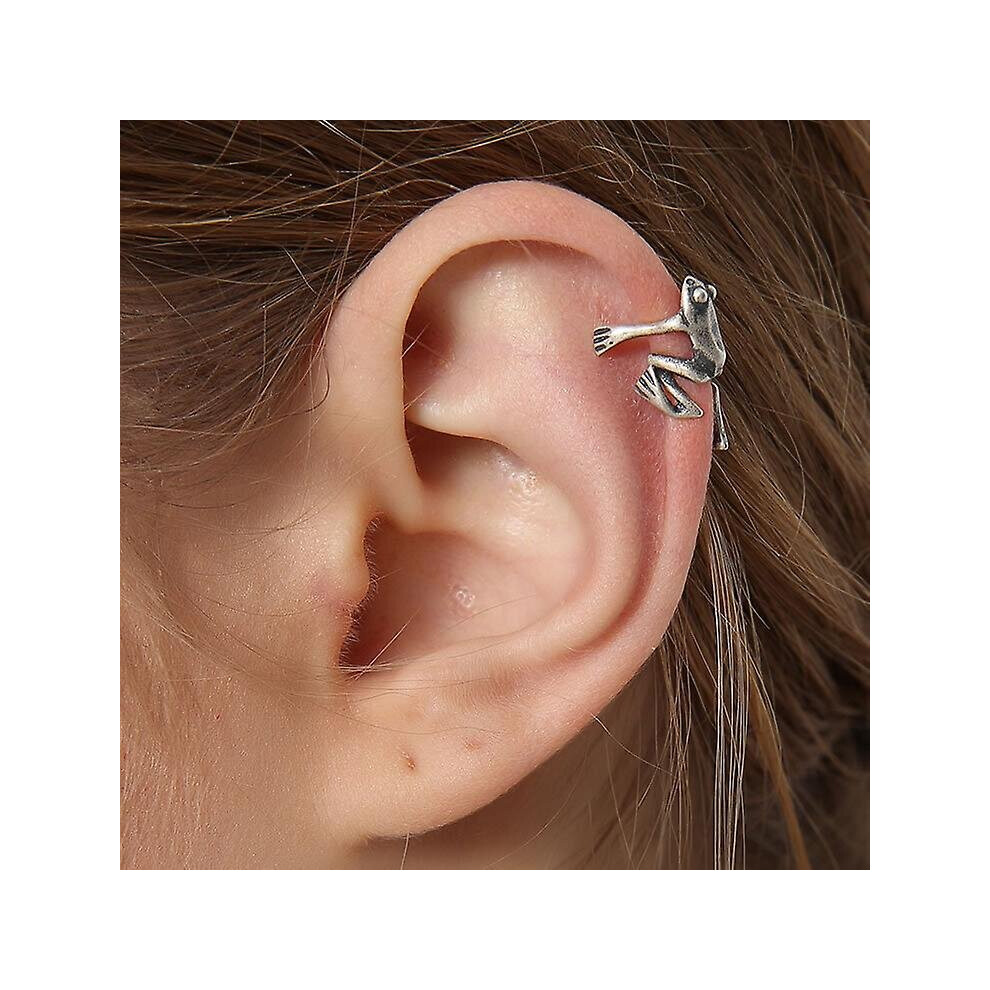 Stainless Steel Tree Frog Fake Cartilage Ear Cuff/ Crawl Frog Ear Cuffs Clip Ear Cuff Women Earrings /Non Piercing Helix Cartilage Ear Clip /Simple Te Not,Specified