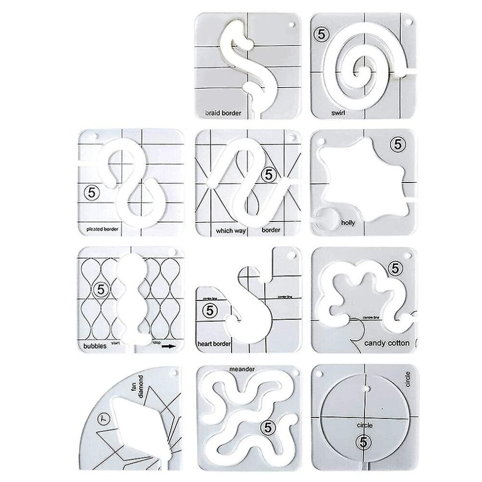 11pcs Free-motion Quilting Template Set-sewing Ruler