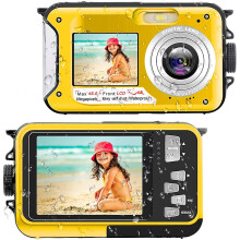 Waterproof Camera Underwater Cameras For Snorkeling Full Hd 2.7k 48mp Video Recorder Selfie Dual Screens 10ft 16x Digital Zoom Waterproof Digital Came