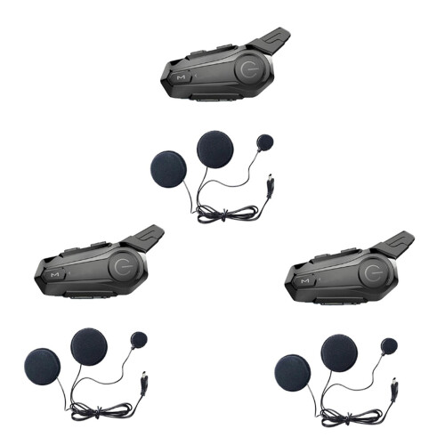 3x Motorcycle Bluetooth Helmet Intercom Universal Pairing Interphone Headset With Cnc Noise Reducti