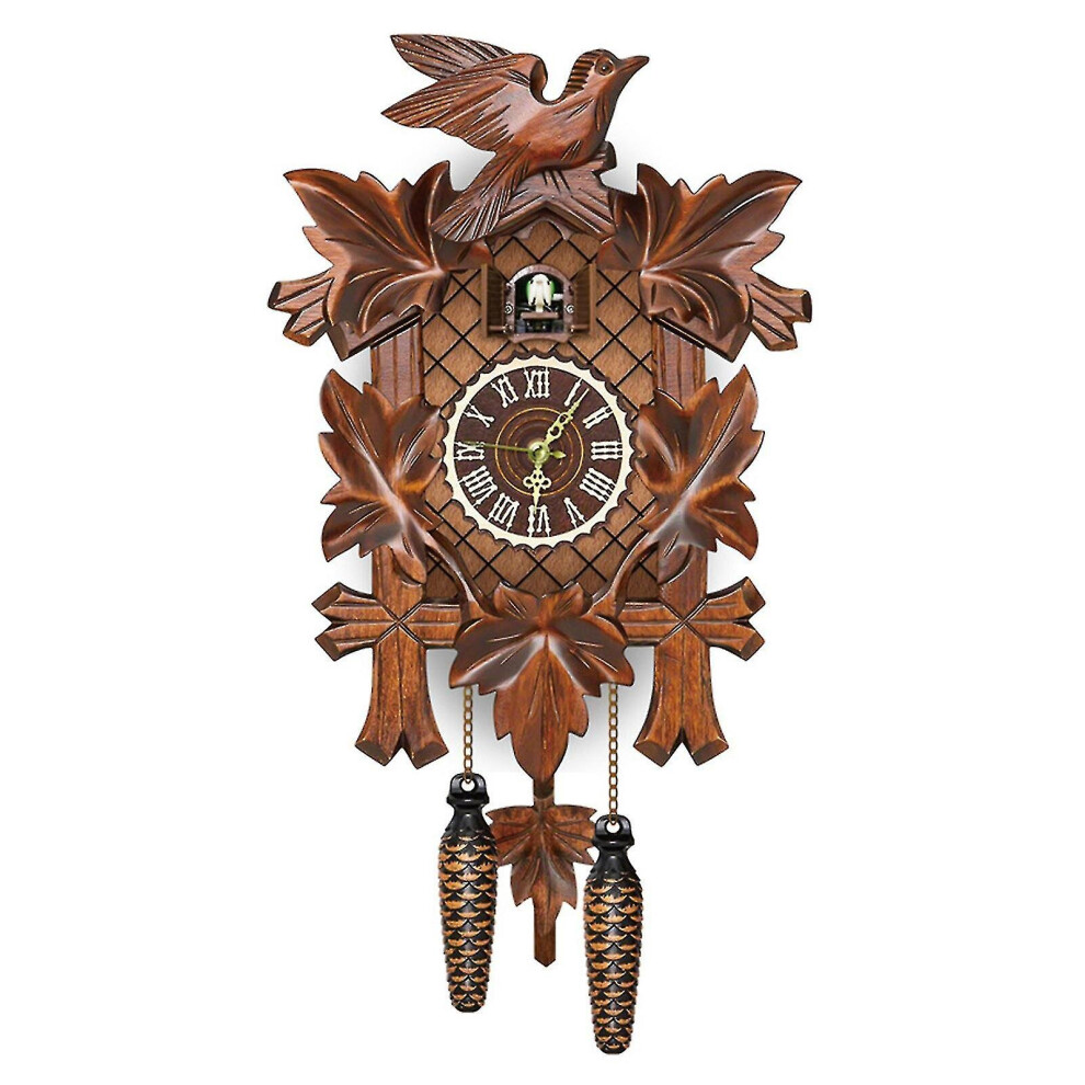 2023 German Forest Cuckoo Clock - Nordic Style Wooden Wall Clock With Hand-Carved Animals & Couple Figurines Black