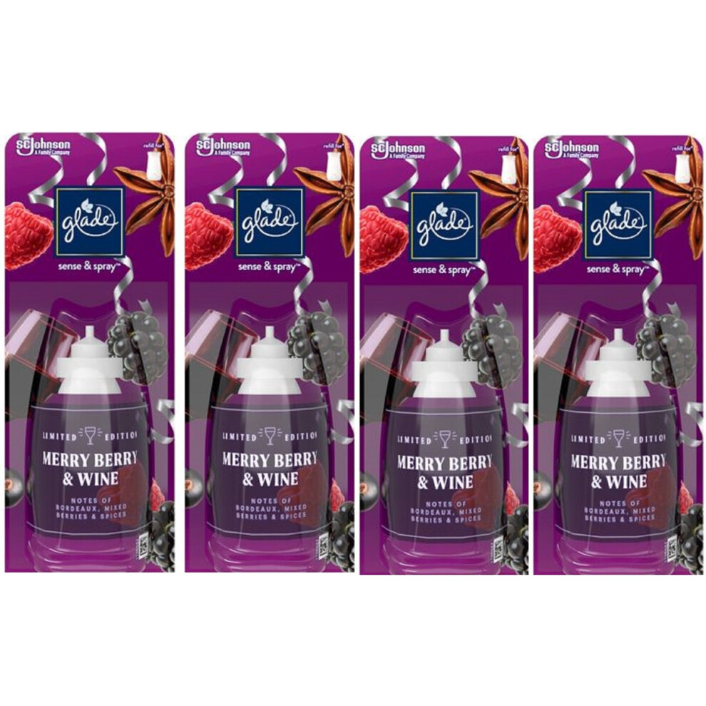 4 x 18ml Glade Sense and Spray Refill - Merry Berry & Wine