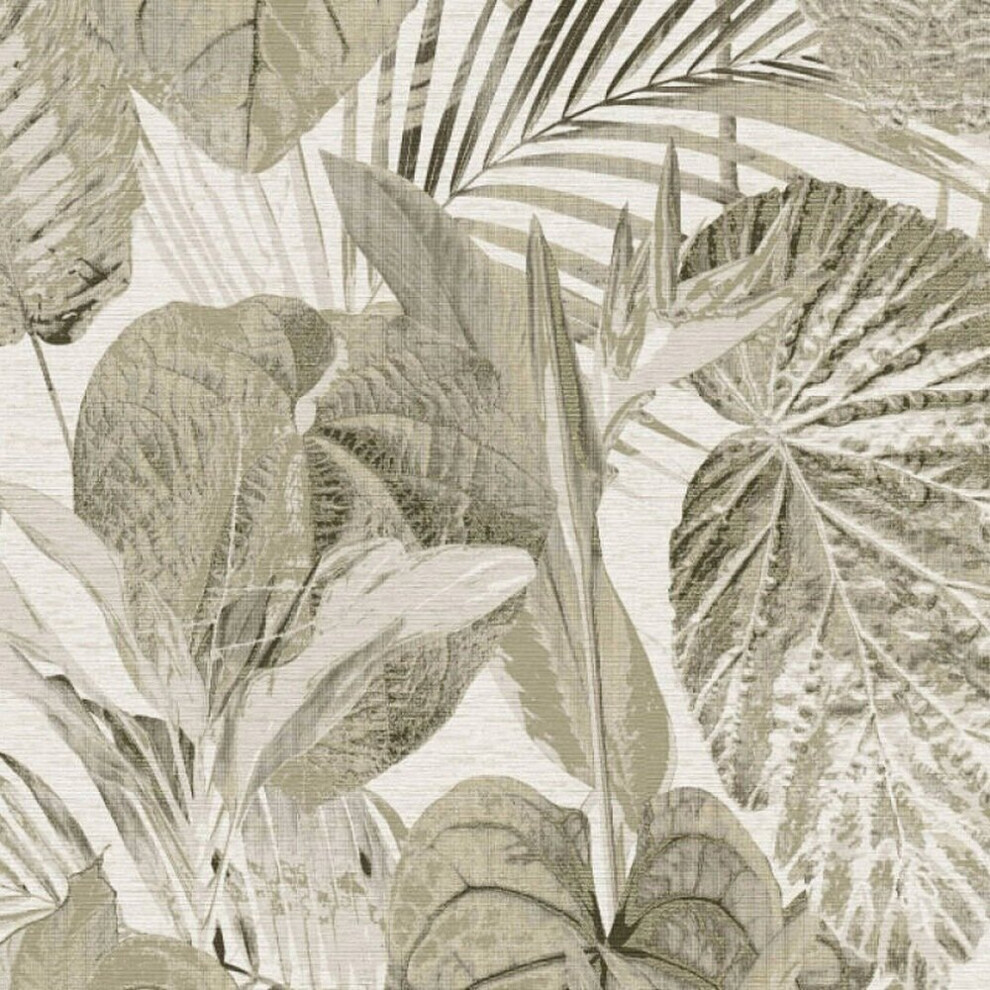 AS Creation Botanical Garden Leaves Wallpaper Taupe Grey Textured Paste The Wall - Image 4