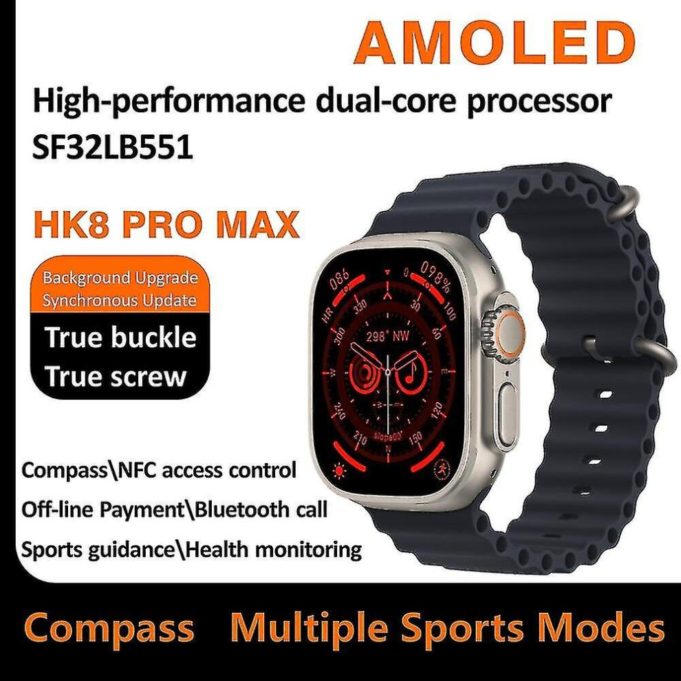 (color4) Hk8 Pro Max Ultra Smart Watch Men 49mm Amoled Screen Compass Nfc Smartwatch-yky