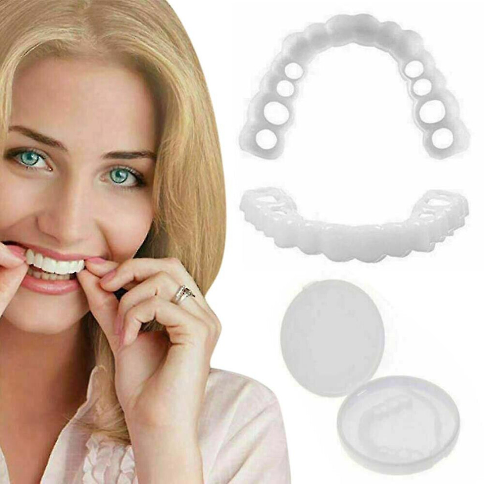Perfect Smile Brace Snap On Upper Fake Teeth Dental Veneer Denture Cover Set