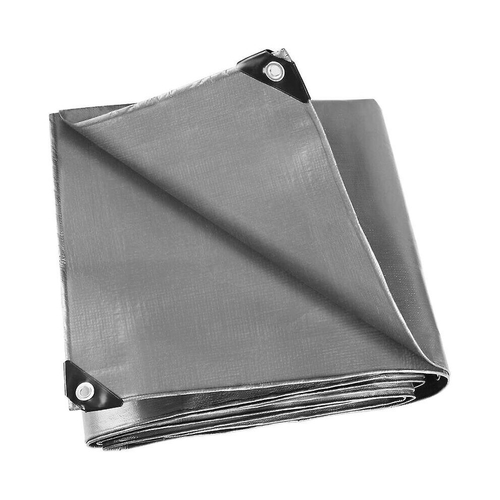 Waterproof And Weatherproof Protective Tarpaulin, 2X2m, With Eyelets - Ideal For Garden Furniture, Wood, And Swimming Pool Gray