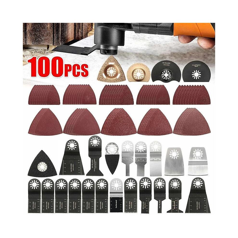 100 Pcs Oscillating Multitool Blade Set - Accessories for Fein Multimaster Dremel Dewalt Einhell