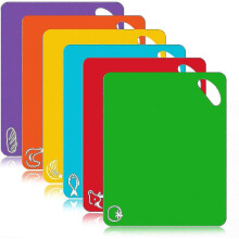 6 Piece Cutting Board, Extra-thick Plastic Non-slip Cutting Board, With Food Icon