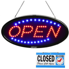 Led Open Sign, 19x10inch Led Business Open Sign Advertisement Board Electric Display Sign, Two Modes Flashing