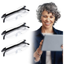 3 Pieces Big Vision Magnifying Glasses 160 Times Clear Magnifying Eyewear Reading Glasses Hands Free Magnifying Eyeglasses For Reading, Crafts, Jewell