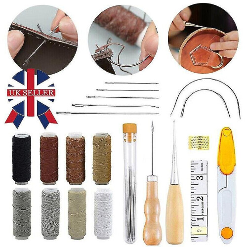 Upholstery Repair Kit 29 Pack Leather Craft Hand Sewing Needles Canvas Thread Uk 2