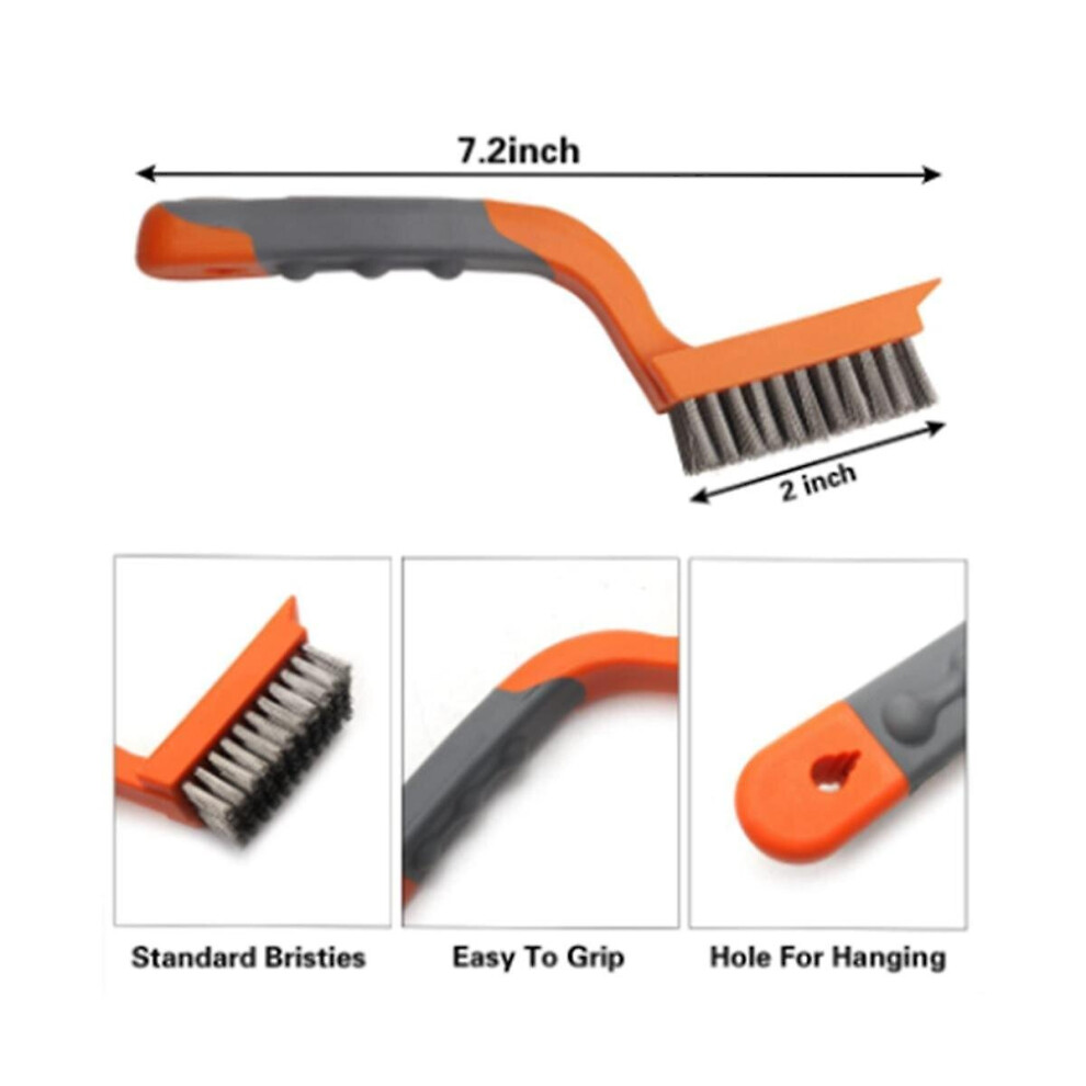 3pcs Wire Brush Cleaning Brush Set Dirt Paint Scrubbing Stripper Brush With Soft Wide Curved Handle