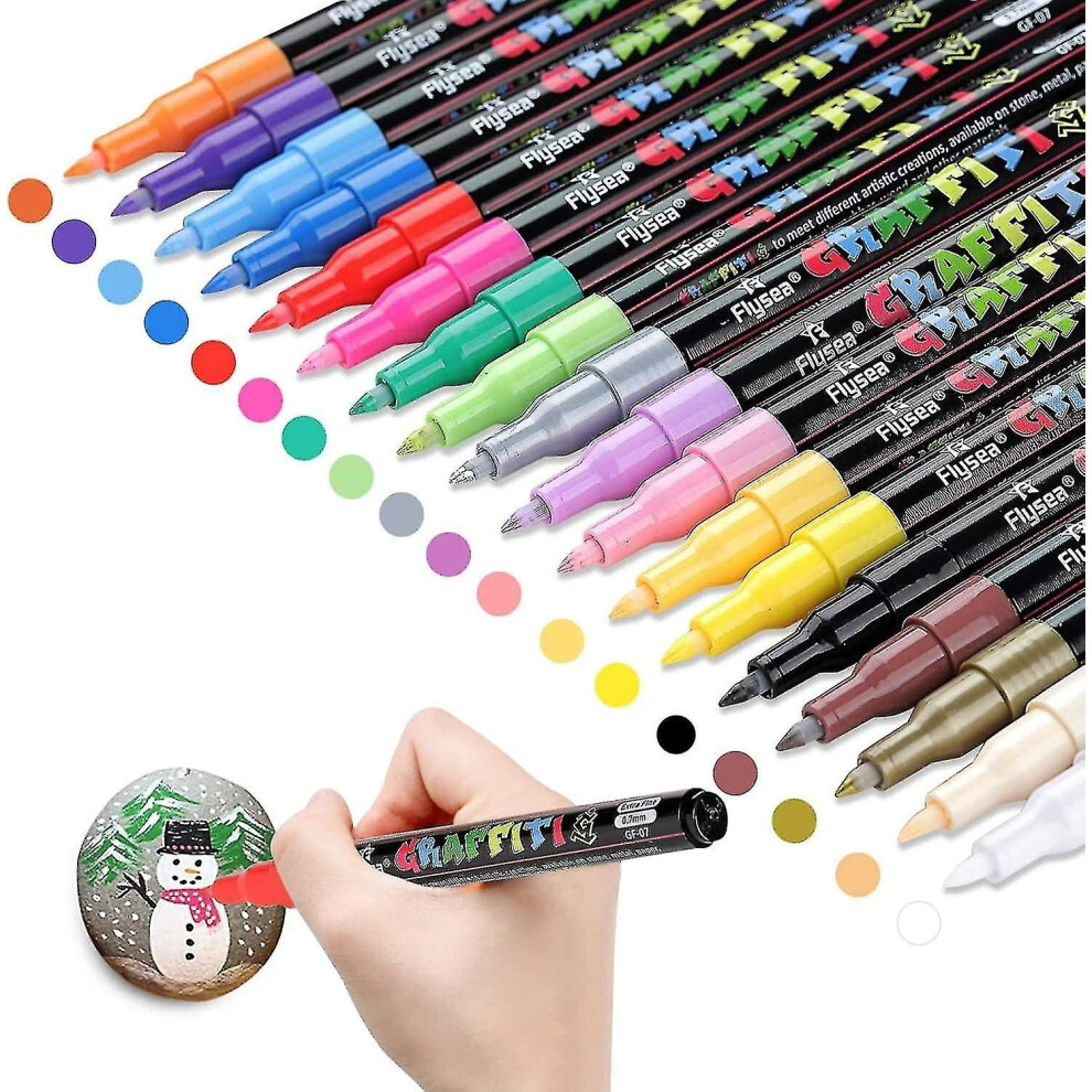 Acrylic Paint Pens For Rock Painting Kit, Glass,craft,ceramic, Stone,fabric,wood, 18 Colors Permanent Marker Pen,arts And Craft Sets For Adults Kids
