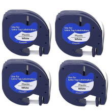 4 Pack Label Tape Replacement For Letratag Black On White Plastic Label Tape For Letratag Label Mak