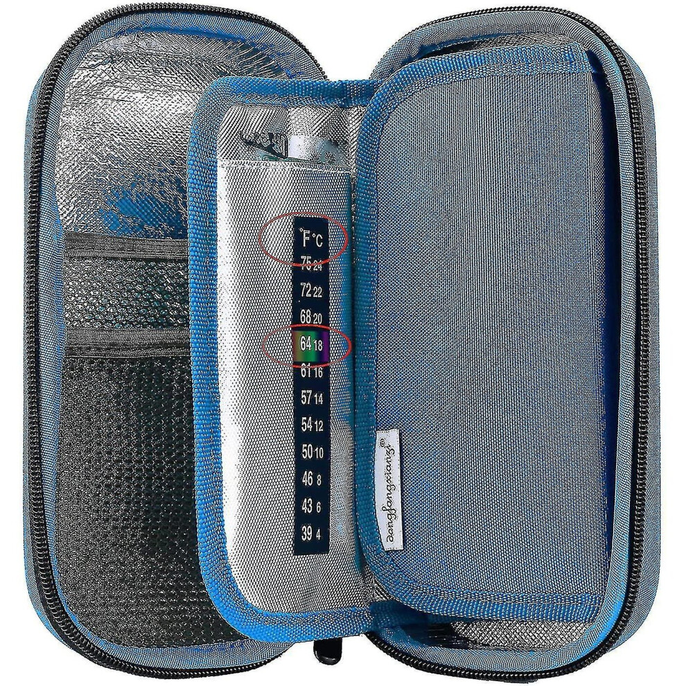 Blue Insulin Cooler Travel Case - Handy Medication Insulated Diabetic Carrying Cooling Bag With 3 Cooler Ice Pack (Blue)