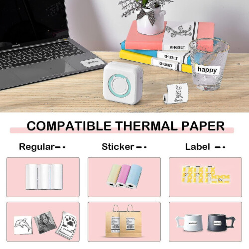 (style1) Mini Pocket Sticker Printer, Bluetooth Wireless Portable Mobile Printer Machine Thermal Printer For Notes, Memo, Photo, Pocket Label 1