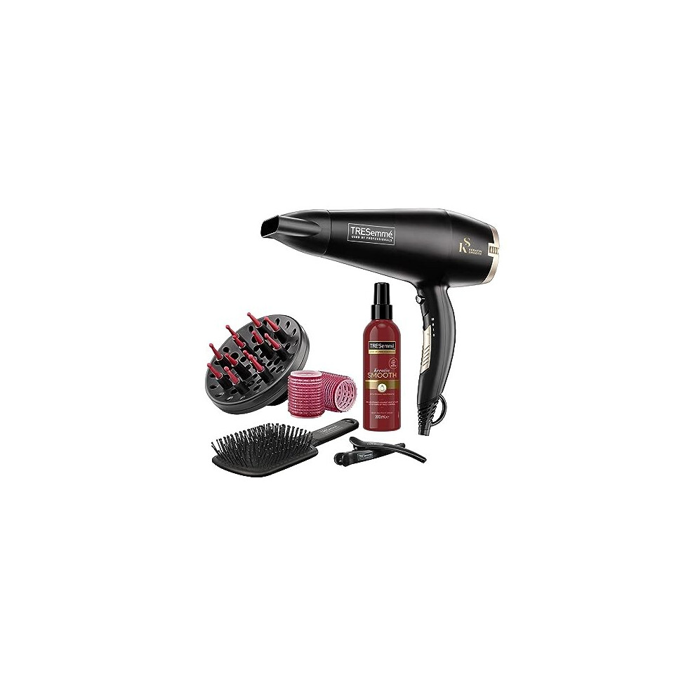 TRESemme Keratin Smooth 2200W Volume Shine Hair Dryer Gift Set, Diffuser Dryer, paddle brush, hair rollers, ionic conditioning