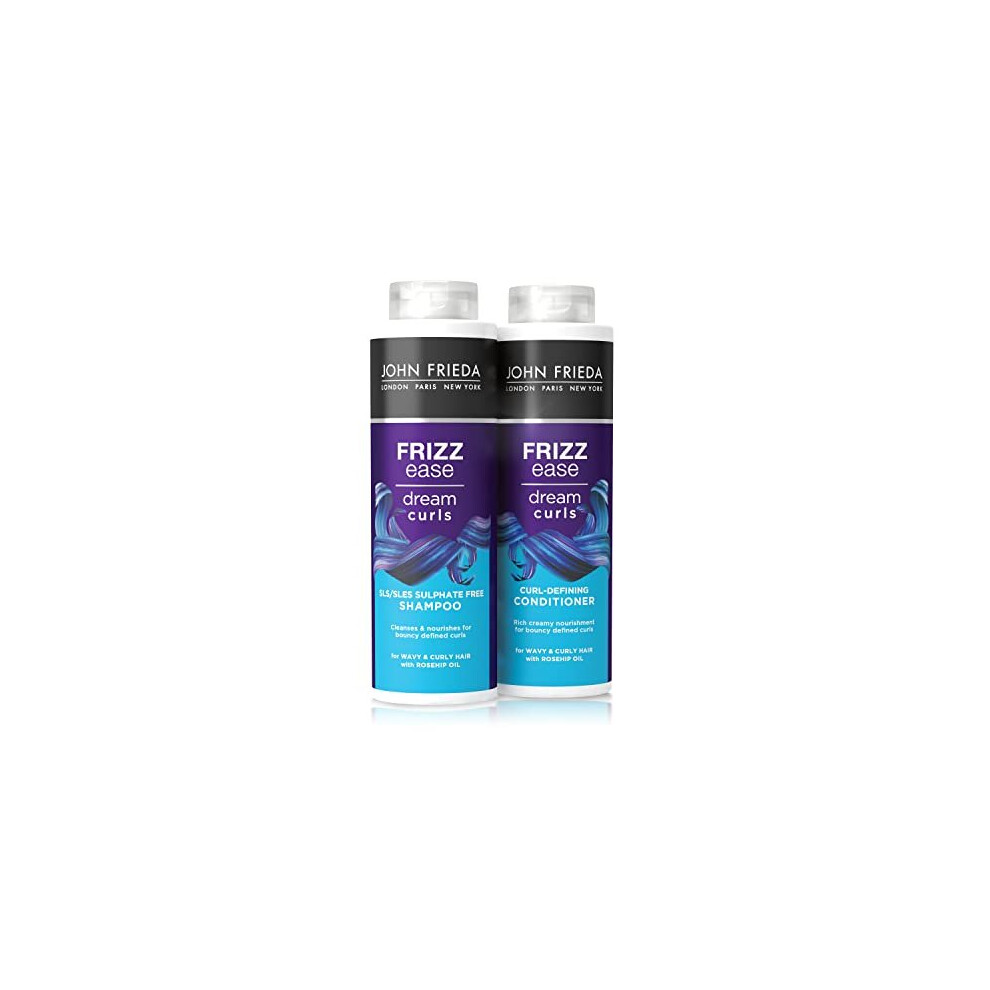 John Frieda Frizz Ease Dream Curls Shampoo & Conditioner Duo Pack 2 x 500ml, Haircare Bundle for Curly, Wavy Hair, Anti-Frizz Haircare