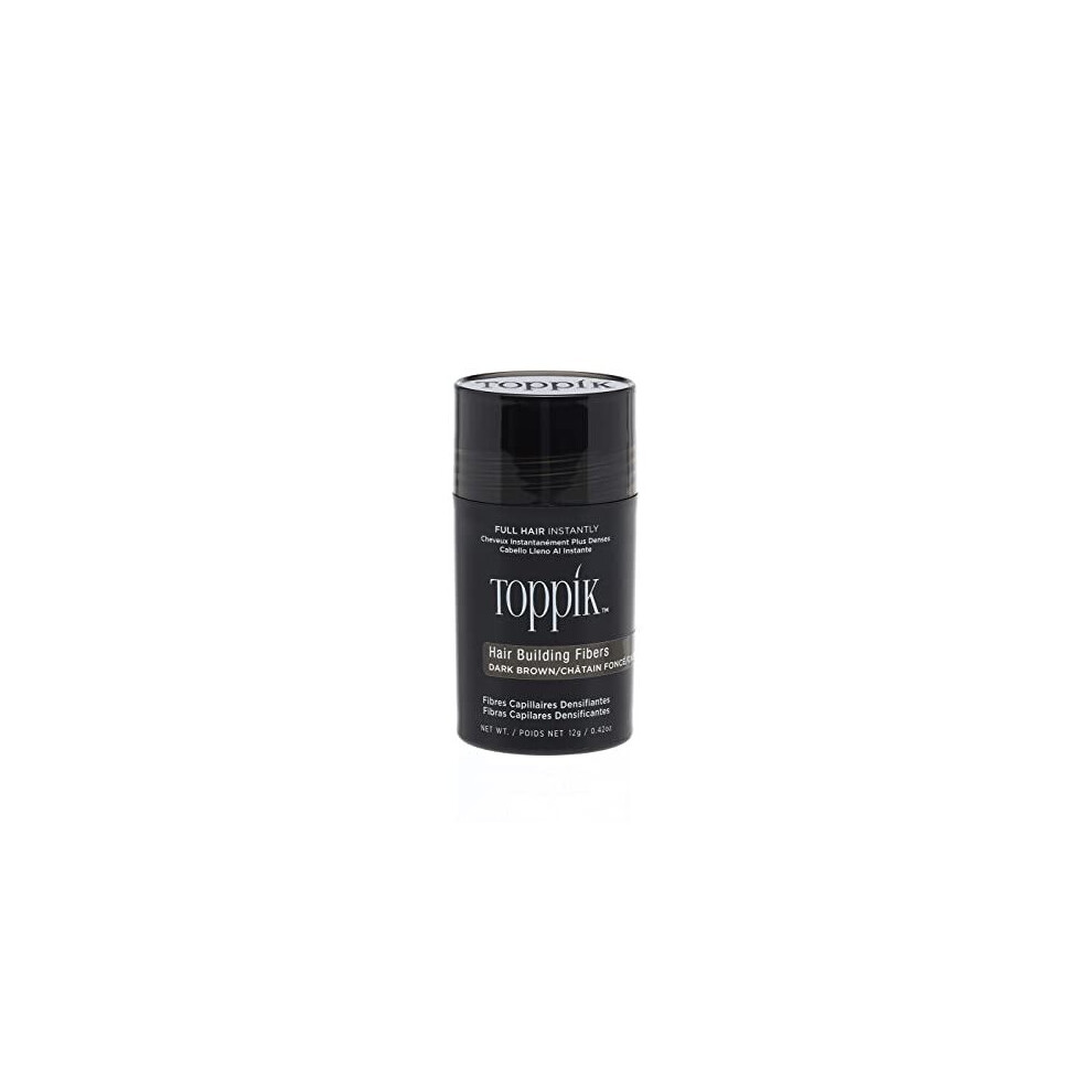 Toppik Hair Building Fibres Powder, Dark Brown, 12g Bottle - for A Thicker-looking Hairline, Crown and Beard, Instant Thinning Concealer