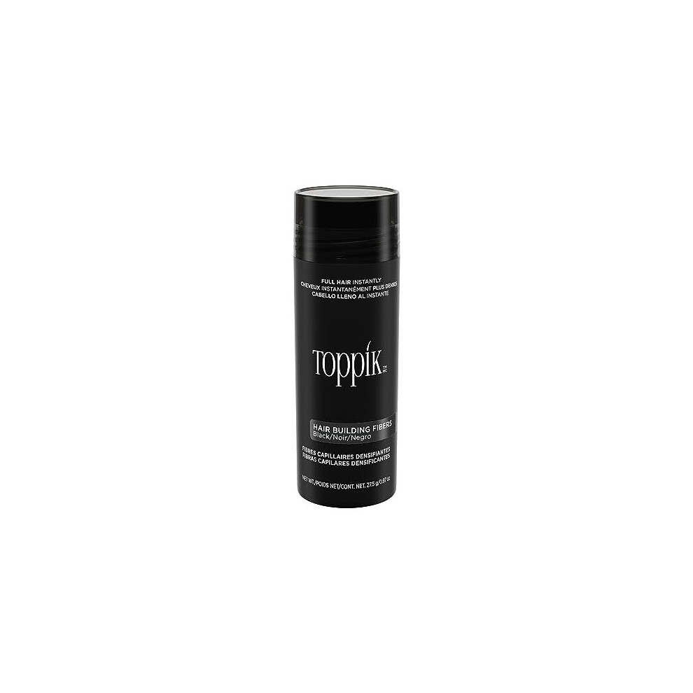 Toppik Hair Building Fibres Powder, Black, 27.5g Bottle - for A Thicker-looking Hairline, Crown and Beard, Instant Thinning Concealer