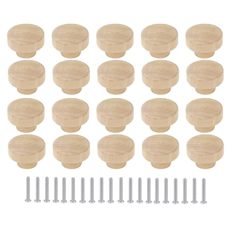 20Pcs Round Unfinished Wood Drawer Knobs 35Mm Dia Wood Furniture Cabinet Dresser Pulls 9468842307915