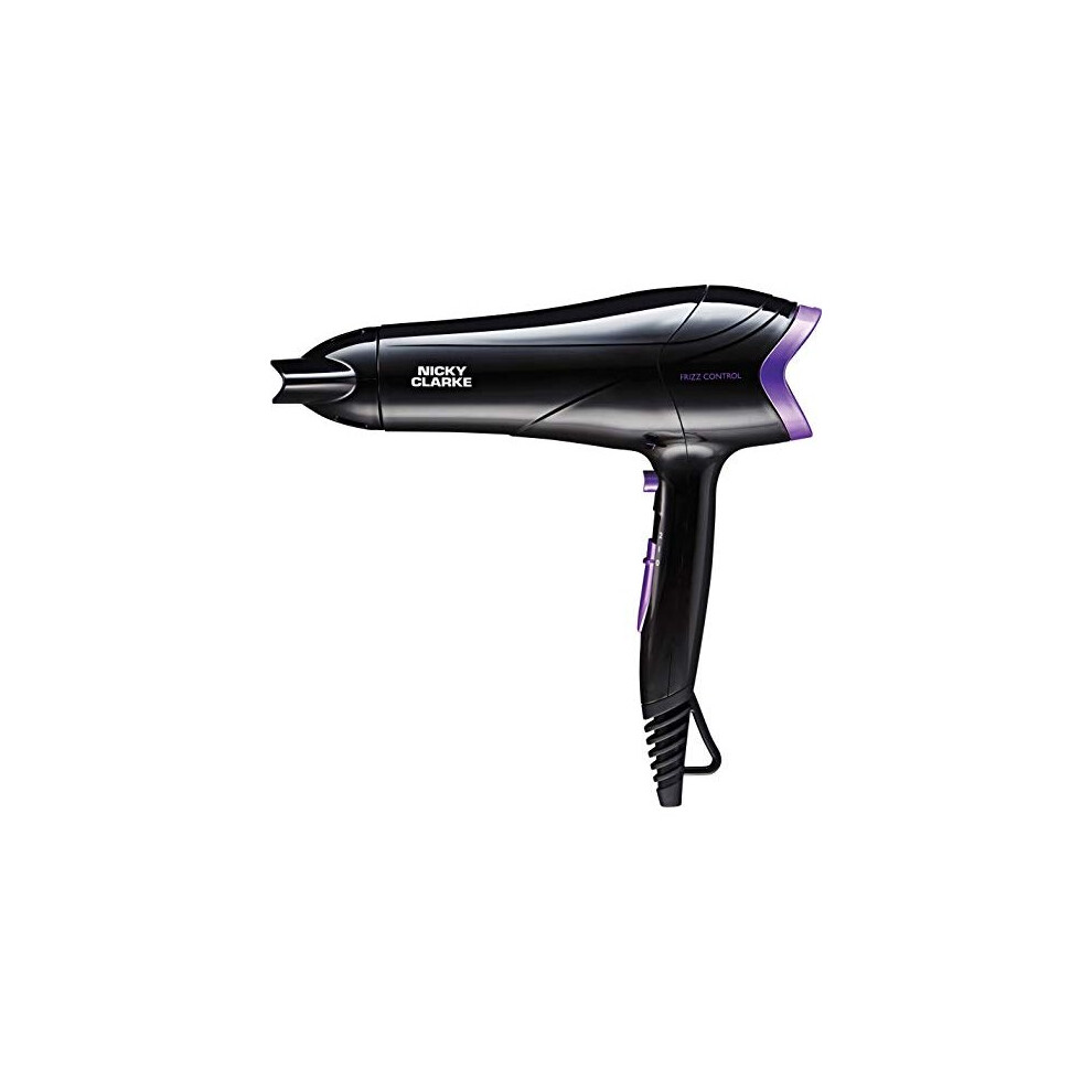 Nicky Clarke 2200W Lightweight Frizz Control Fast Dry DC Ionic Hair Dryer, 2 Heat & Speed Settings, Cool Shot - NHD177, Black 7 Purple