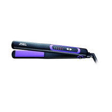 Nicky Clarke Frizz Control Straightener Ionic Technology Tourmaline Ceramic Plates, 5 Heat Settings up to 230C , Black & Purple - NSS236