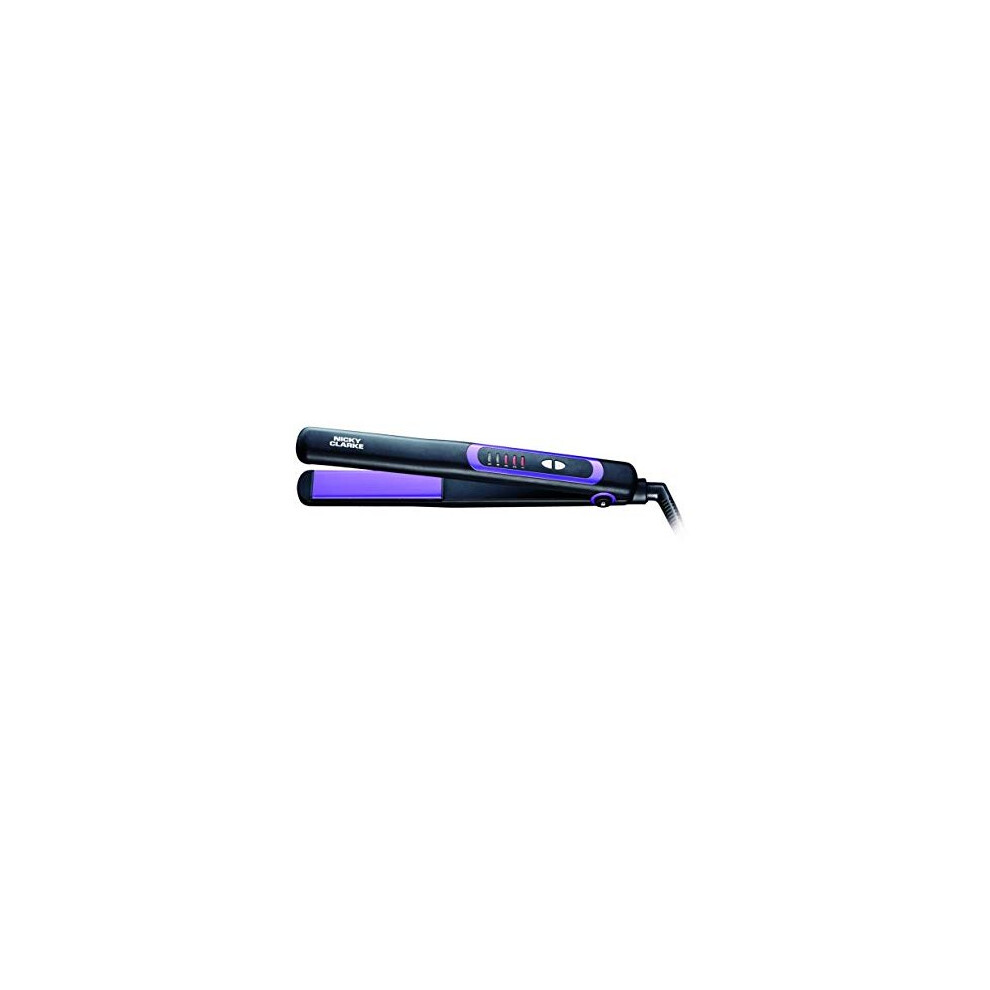 Nicky Clarke Frizz Control Straightener Ionic Technology Tourmaline Ceramic Plates, 5 Heat Settings up to 230C , Black & Purple - NSS236