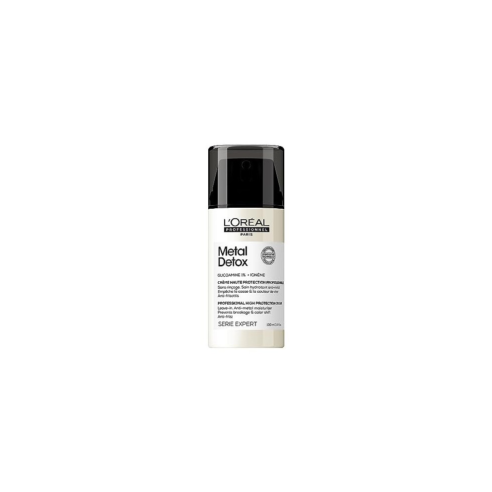 L'Oréal Professionnel Metal Detox Anti-Metal High Protection Cream, Leave-In Treatment for Damaged Hair, Hydrates, Protects from Heat Styling, 100 ml