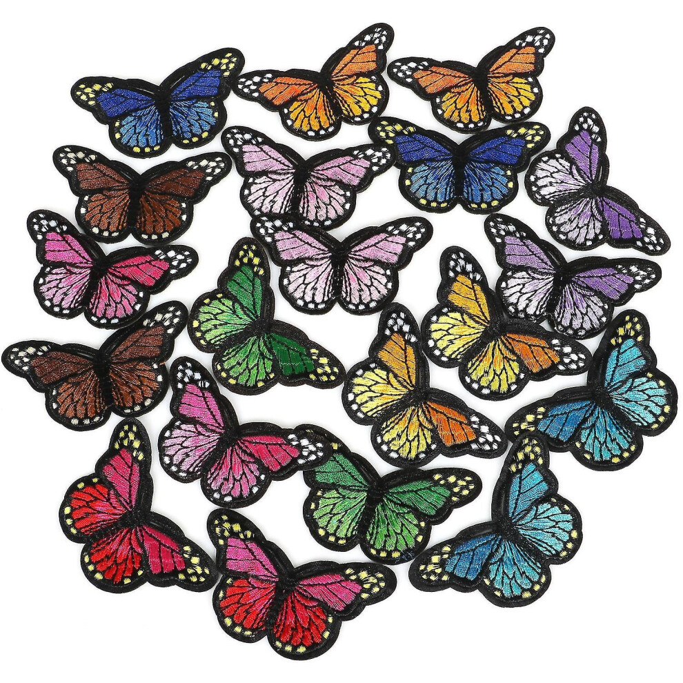 14pcs Sew Or Iron On Fabric Butterfly Patches In Assorted Colours