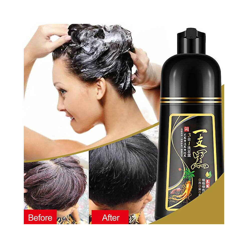 Women's Black 500Ml Permanent Hair Shampoo Organic Natural Fast Hair Dye