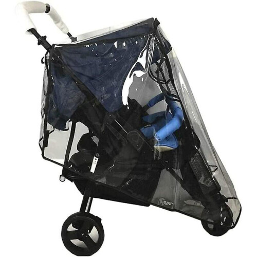 Universal Side By Side Twin Stroller Rain Cover Clear Pvc Dust And Windproof For Double Pram Stroller 1