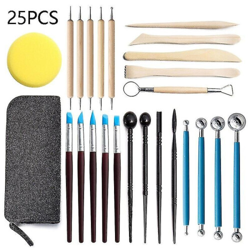 Low-pricedwholesale 25pcs Polymer Clay Tools Modeling Clay Sculpting Tools Kits For Pottery Sculpture Wooden Dotting Tools