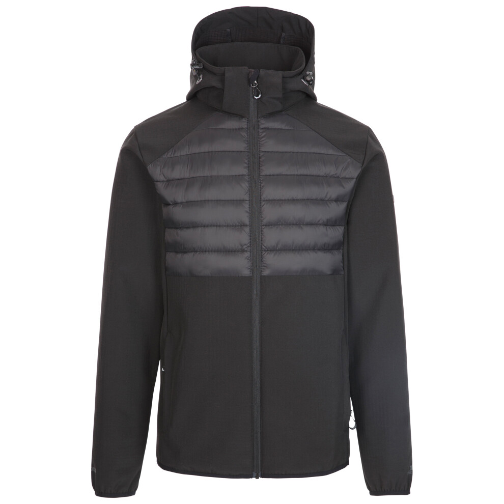 (M, Black) Trespass Mens Softshell Jacket Zip Off Hood Lenek