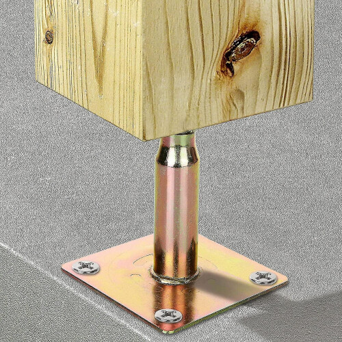 2pcs 100-150mm Galvanised Adjustable Elevated Post Base Support, Heavy Duty Roof Support For Building - Gold 1