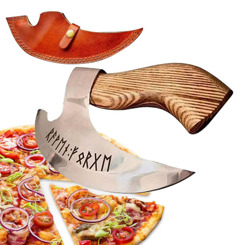 -vintage Wood Handle Pizza Axe Engraved Runes Viking Pizza Axe Viking Axe