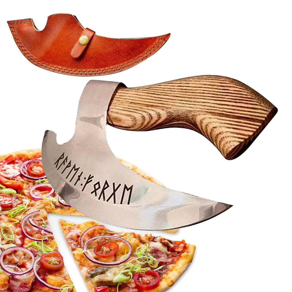 -vintage Wood Handle Pizza Axe Engraved Runes Viking Pizza Axe Viking Axe