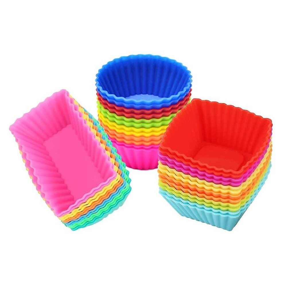 Silicone Cupcake Muffin Baking Cups Liners 36 Pack Reusable Non-stick Cake Molds Sets